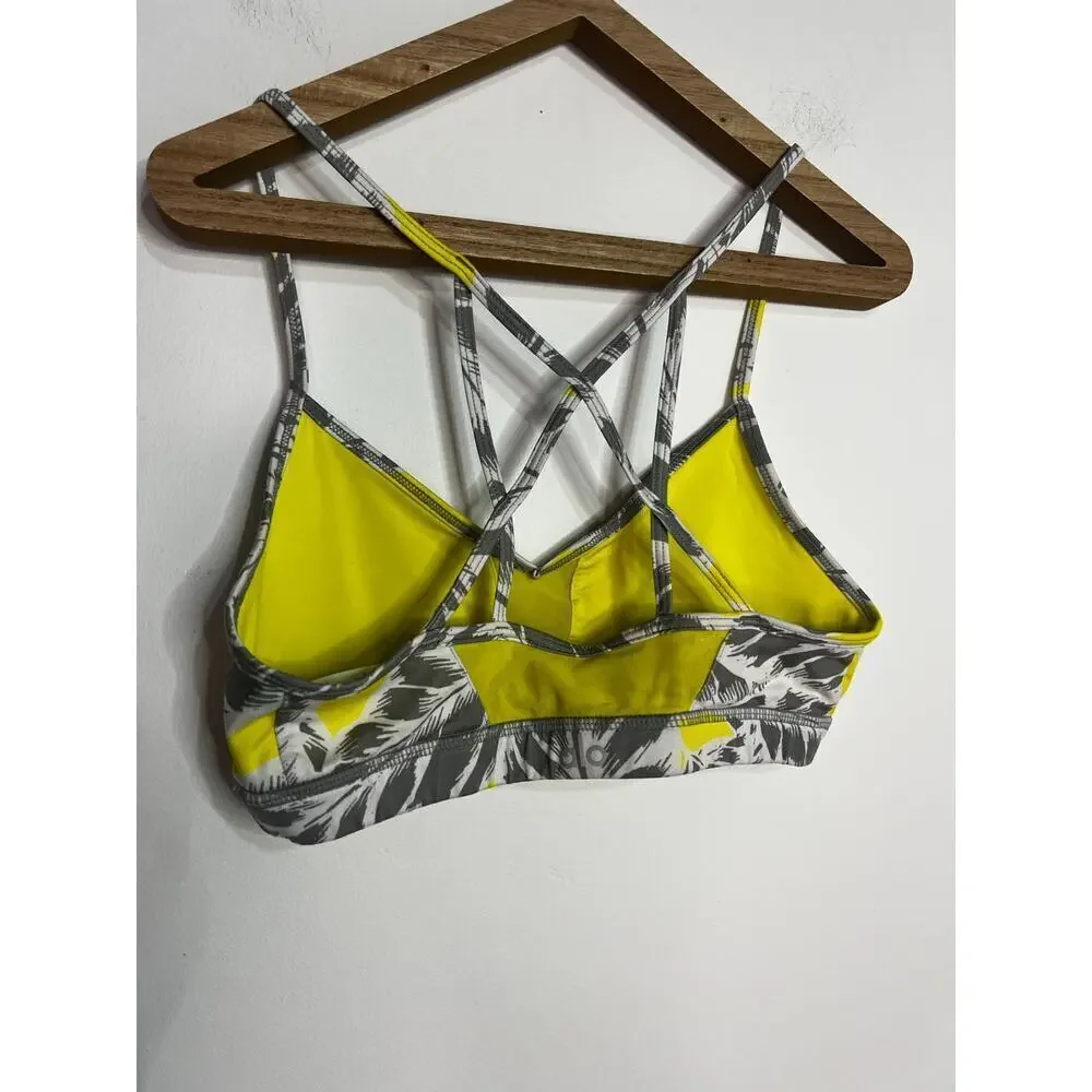 Alo Yoga Goddess Bra in Grey, White and Yellow Size Small